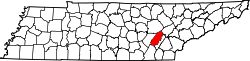 Karte von Rhea County innerhalb von Tennessee
