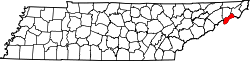 Karte von Unicoi County innerhalb von Tennessee