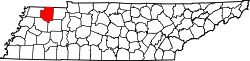 Karte von Weakley County innerhalb von Tennessee