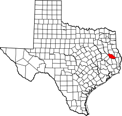 Karte von Angelina County innerhalb von Texas