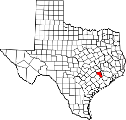 Karte von Austin County innerhalb von Texas