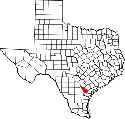Karte von Bee County innerhalb von Texas