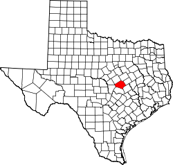 Karte von Bell County innerhalb von Texas
