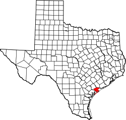 Karte von Calhoun County innerhalb von Texas