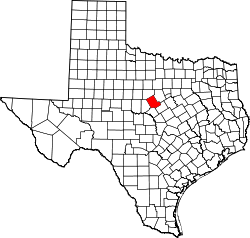 Karte von Comanche County innerhalb von Texas