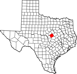 Karte von Coryell County innerhalb von Texas