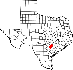 Karte von Gonzales County innerhalb von Texas