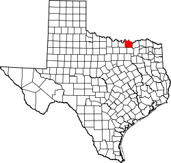 Karte von Grayson County innerhalb von Texas