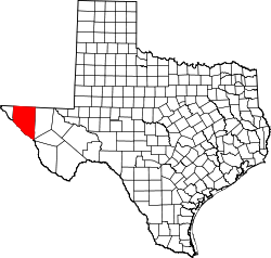 Karte von Hudspeth County innerhalb von Texas