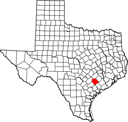 Karte von Lavaca County innerhalb von Texas