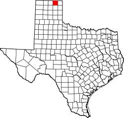 Karte von Ochiltree County innerhalb von Texas