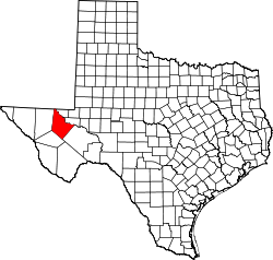 Karte von Reeves County innerhalb von Texas
