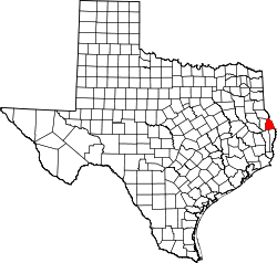 Karte von Sabine County innerhalb von Texas