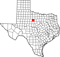 Karte von Shackelford County innerhalb von Texas