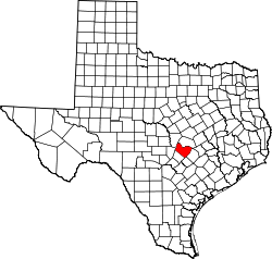 Karte von Travis County innerhalb von Texas