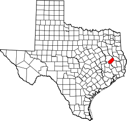 Karte von Trinity County innerhalb von Texas