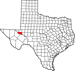 Karte von Ward County innerhalb von Texas