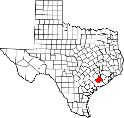 Karte von Wharton County innerhalb von Texas