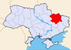 Karte der Ukraine mit Oblast Charkiw