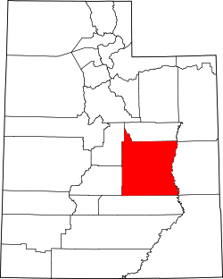 Karte von Emery County innerhalb von Utah