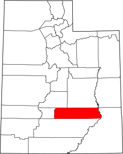 Karte von Wayne County innerhalb von Utah
