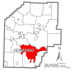 Map of Venango County Pennsylvania Highlighting Rockland Township.PNG