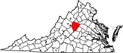 Karte von Albemarle County innerhalb von Virginia