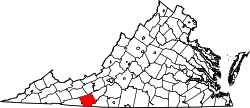 Karte von Carroll County innerhalb von Virginia
