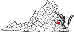 Karte von Charles City County innerhalb von Virginia