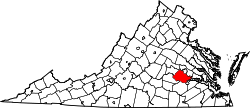 Karte von Chesterfield County innerhalb von Virginia