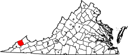 Karte von Dickenson County innerhalb von Virginia