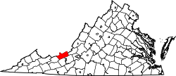 Karte von Giles County innerhalb von Virginia