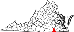 Karte von Greensville County innerhalb von Virginia