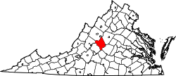 Karte von Nelson County innerhalb von Virginia