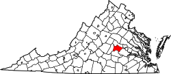 Karte von Powhatan County innerhalb von Virginia