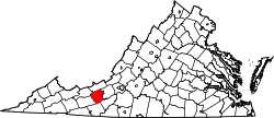 Karte von Pulaski County innerhalb von Virginia