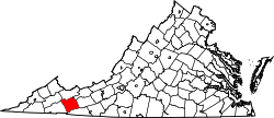 Karte von Smyth County innerhalb von Virginia