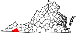 Karte von Washington County innerhalb von Virginia