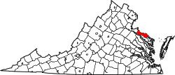 Karte von Westmoreland County innerhalb von Virginia