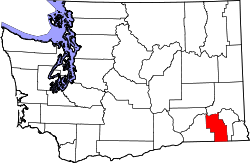 Karte von Columbia County innerhalb von Washington
