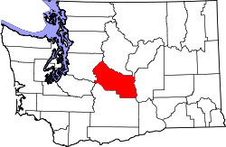 Karte von Kittitas County innerhalb von Washington