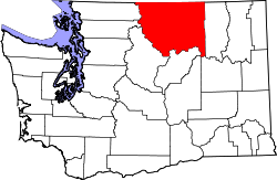 Karte von Okanogan County innerhalb von Washington