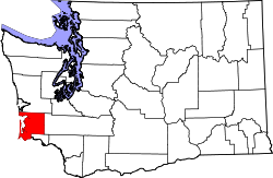 Karte von Pacific County innerhalb von Washington