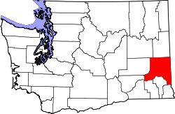 Karte von Whitman County innerhalb von Washington