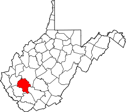 Karte von Boone County innerhalb von West Virginia