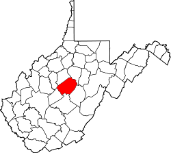 Karte von Braxton County innerhalb von West Virginia