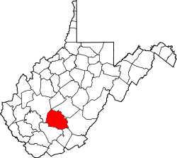 Karte von Fayette County innerhalb von West Virginia