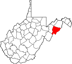 Karte von Hardy County innerhalb von West Virginia