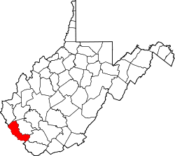 Karte von Mingo County innerhalb von West Virginia