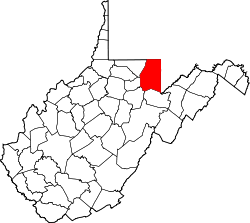Karte von Preston County innerhalb von West Virginia